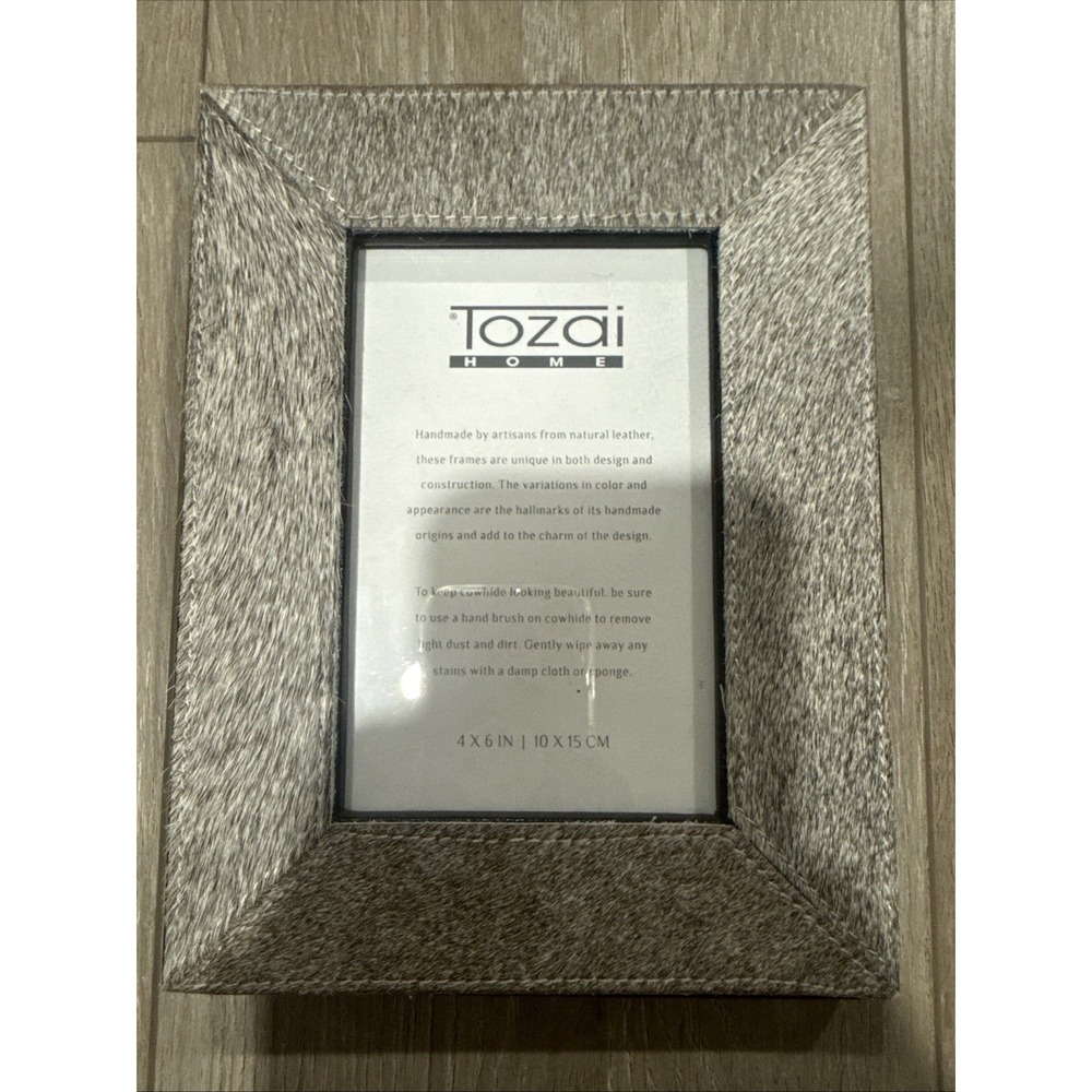 Tozai Home Photo Picture Frame Cowhide Gray Hues Neutral Tones 4x6